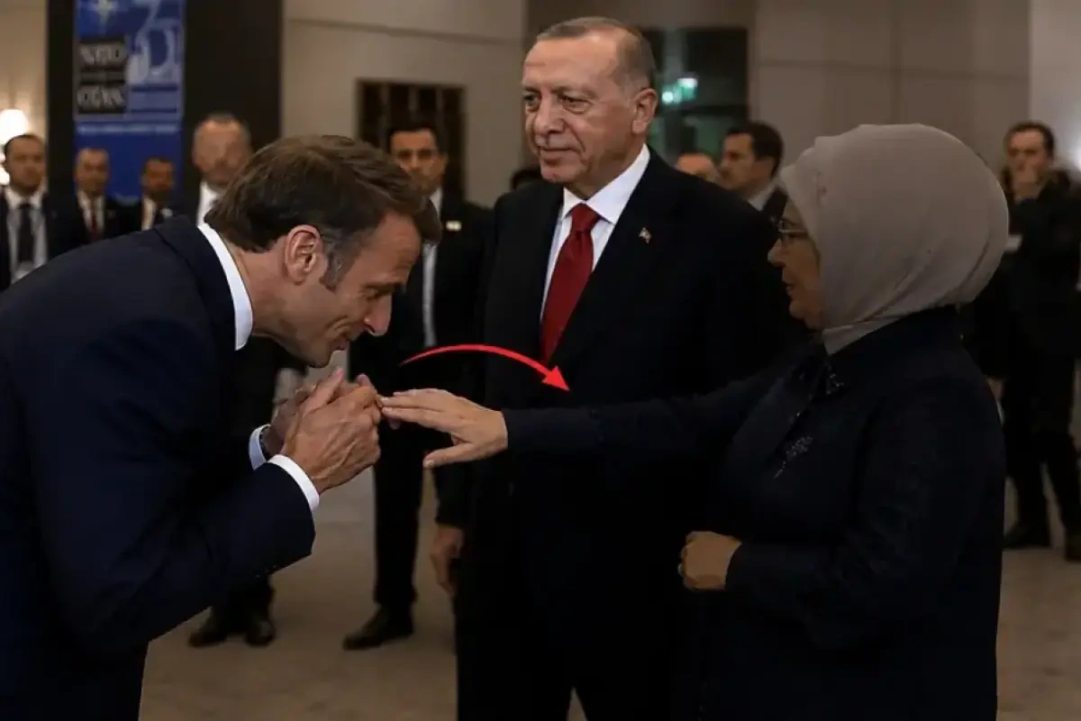 Əminə Ərdoğan Makronun onun əlini öpməsinə imkan vermədi - Video