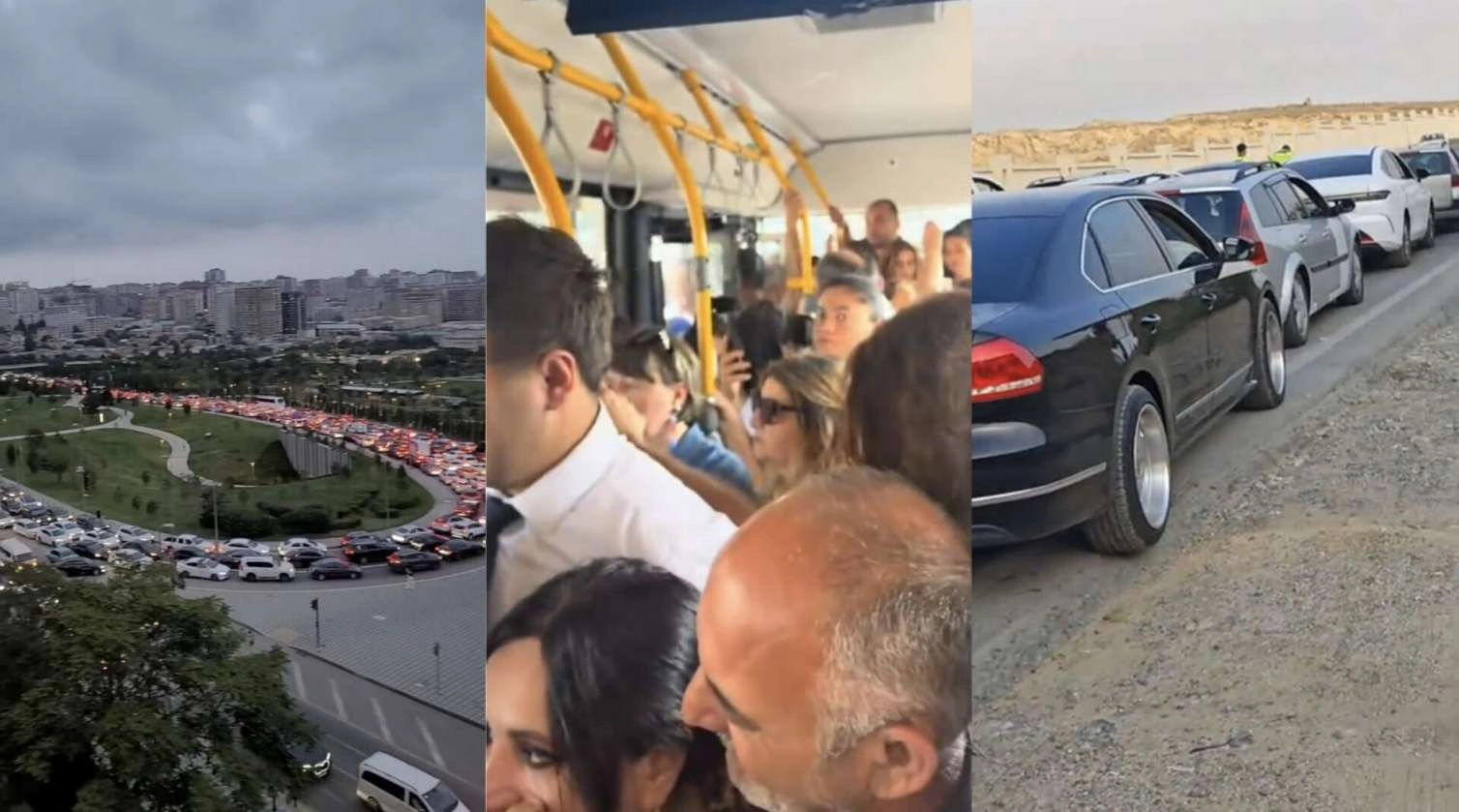 Bakıda vəziyyət belədir: uzun tıxaclar,