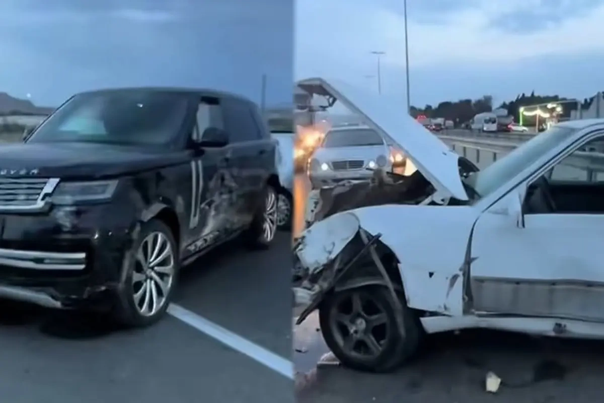 “Mercedes”lə “Range Rover” toqquşdu - Video