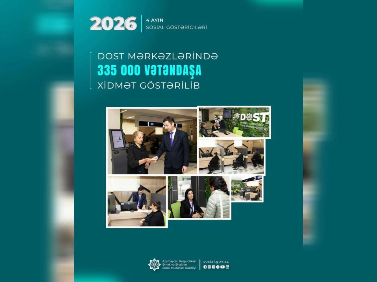 Yanvar-aprel aylarında DOST mərkəzlərində 335 min vətəndaşa xidmət göstərilib