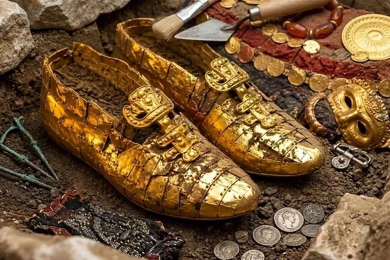 Xəzər dənizi sahilində 1500 illik qızıl ayaqqabı tapıldı