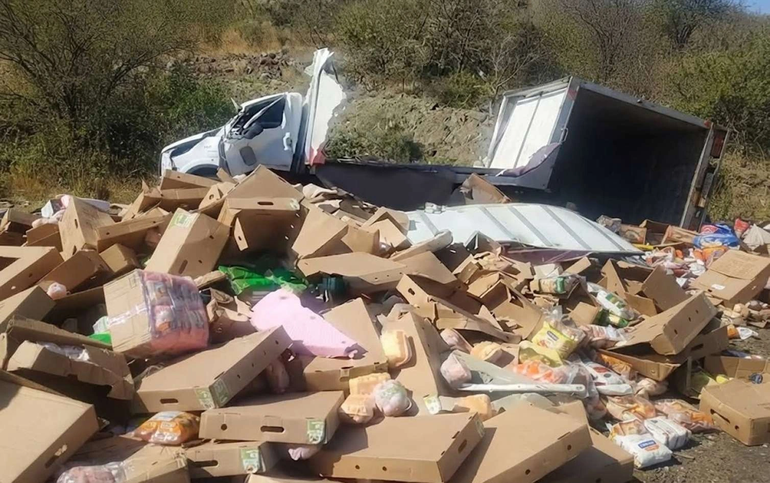Yük maşını aşdı, toyuqlar yola dağıldı