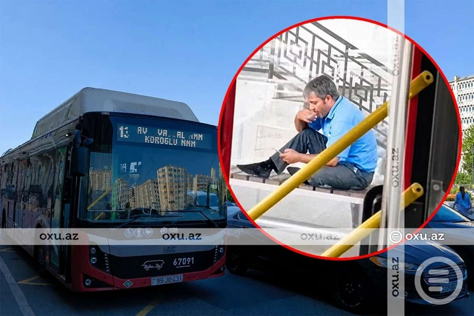 Bakıda sərnişinlərdən küsən avtobus sürücüsü...