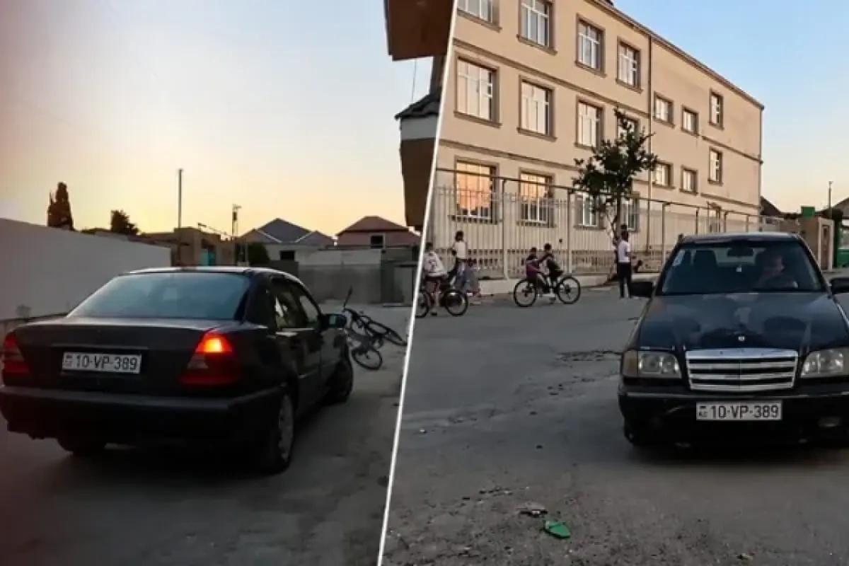 Məktəbin qarşısında təhlükə yaradan sürücü cəzalandırıldı - VİDEO