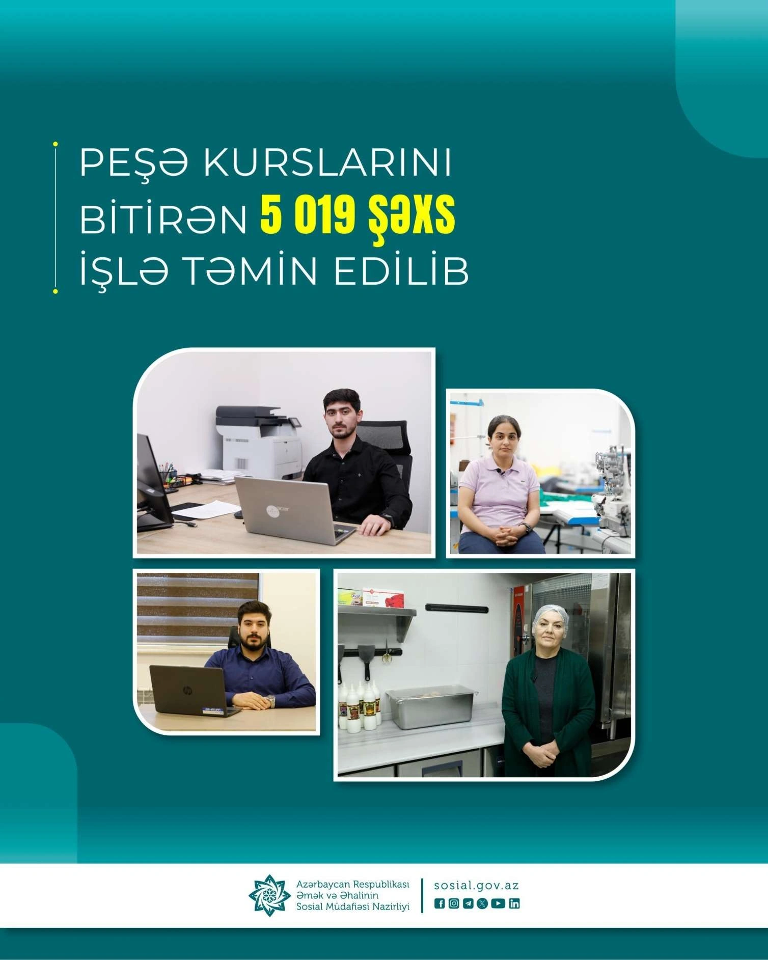 Bu il peşə kurslarını bitirən 5019 şəxs işlə təmin edilib