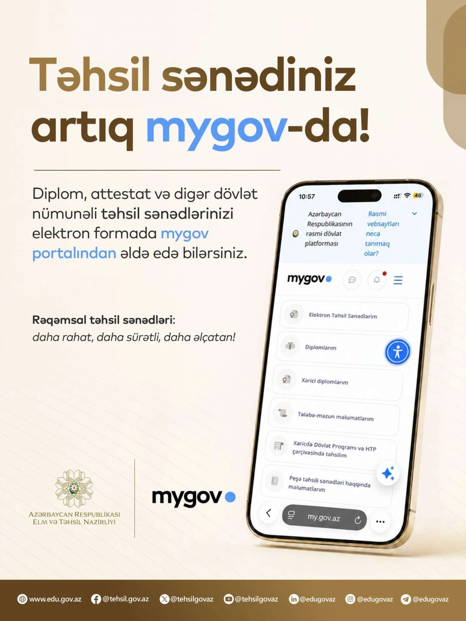 Təhsil sənədləri artıq myGov-da!