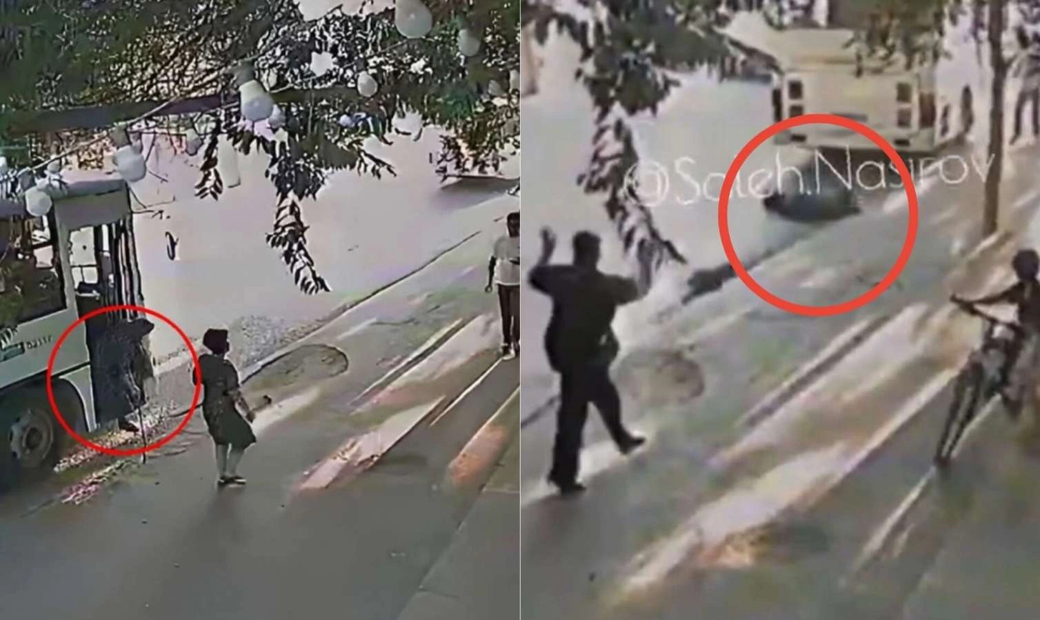 75 yaşlı qadının üstündən keçən avtobus, yarışan sürücülər: