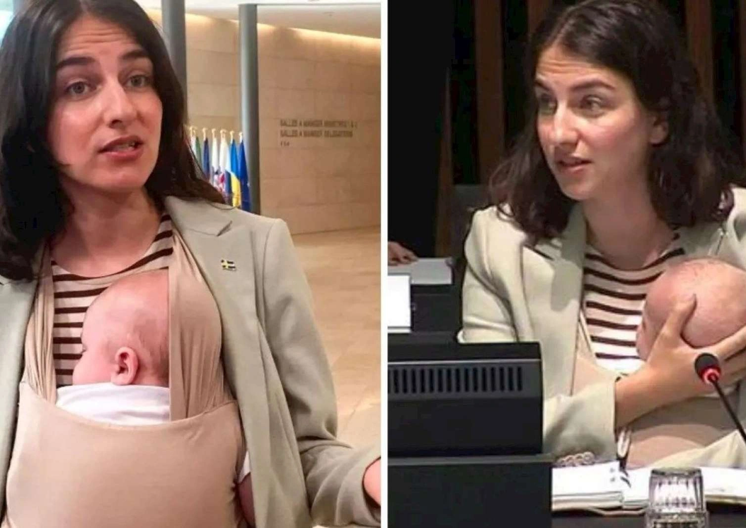 Azərbaycanlı nazir körpə oğlu ilə Aİ Şurasının iclasında... —