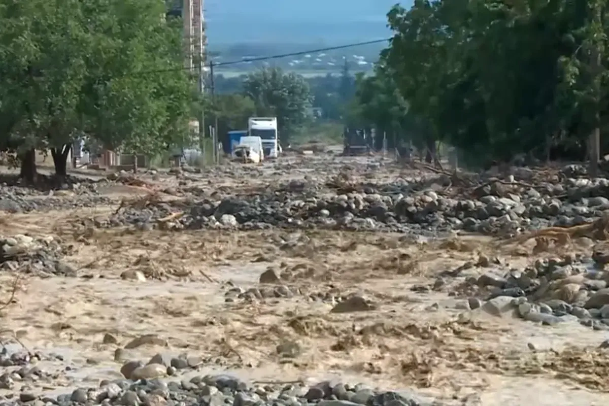 Gürcüstanda sel fəlakəti - Telavi su altında qaldı+Video
