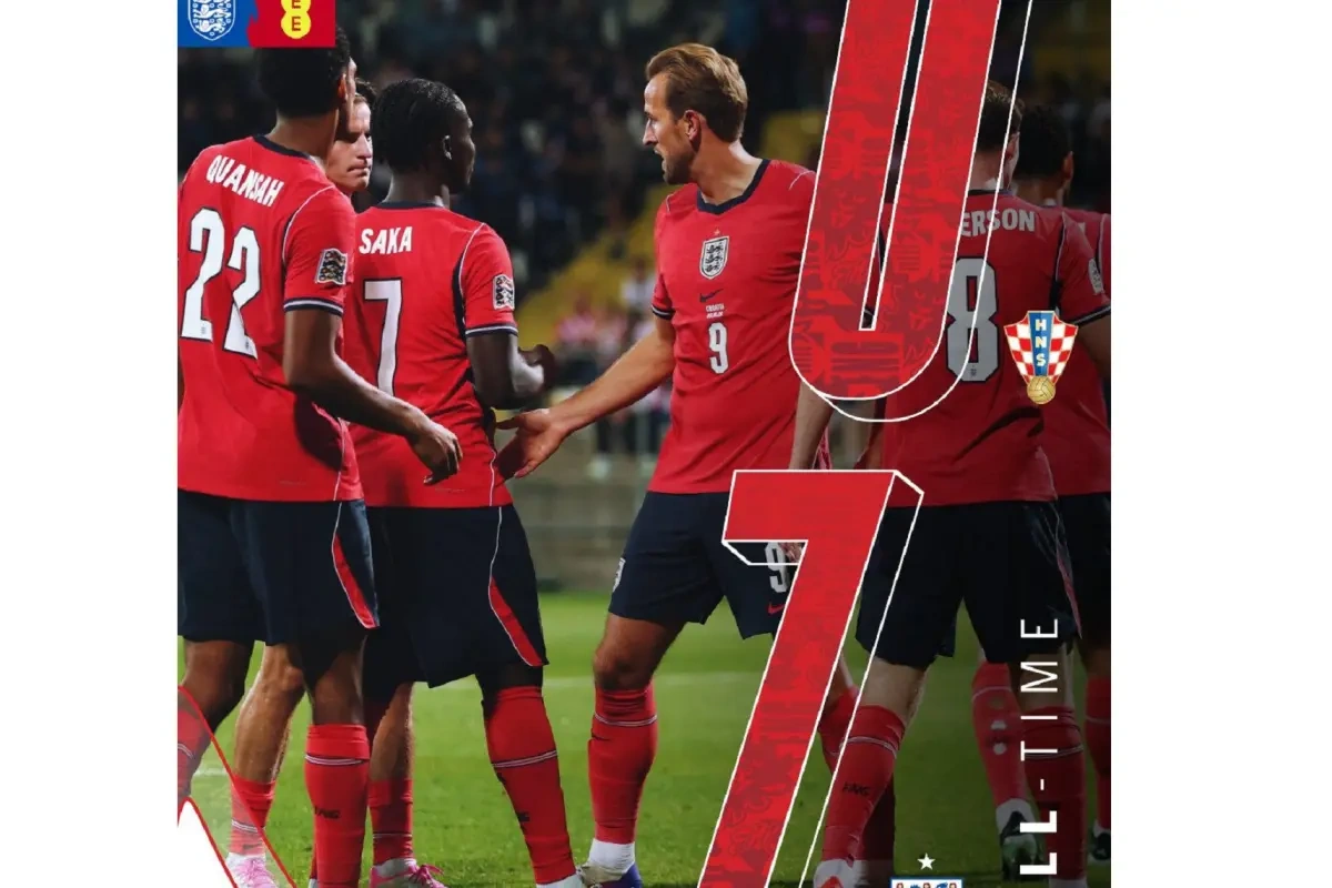 İngiltərə millisi Xorvatiyanı 7:0 hesabı ilə darmadağın etdi