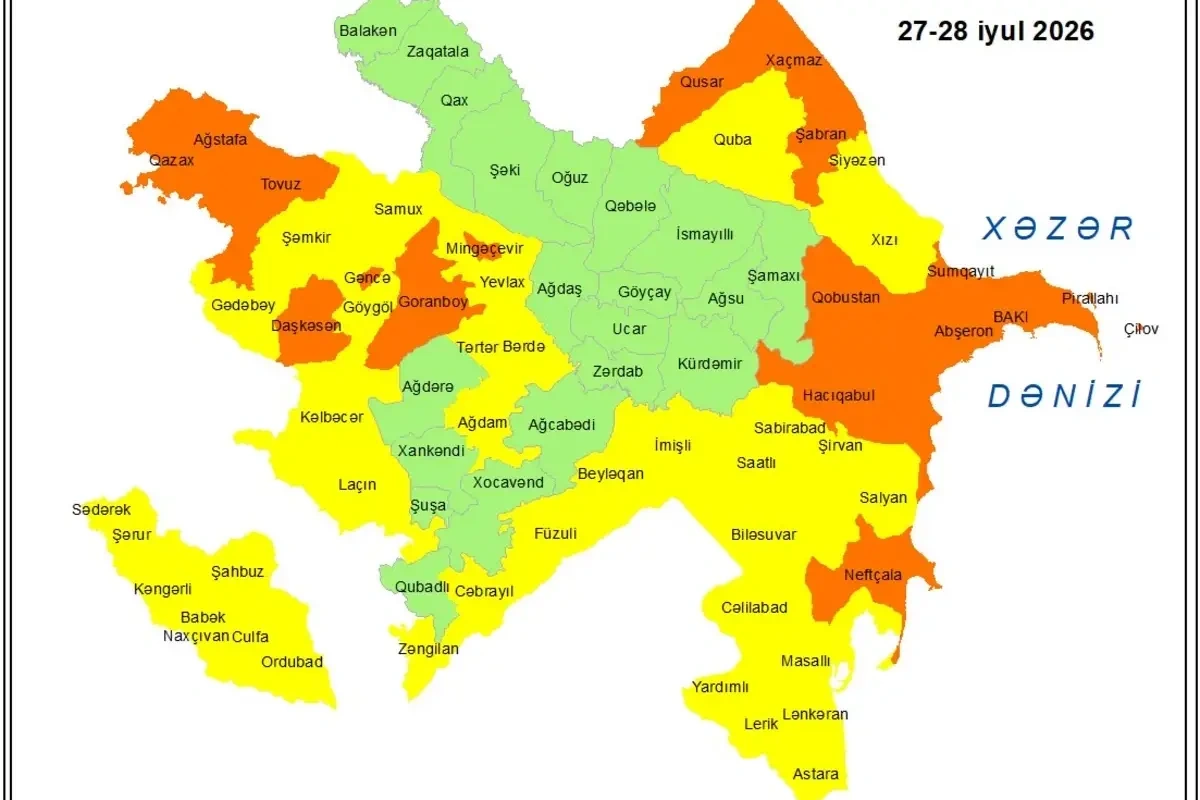 Küləkli hava şəraiti ilə bağlı sarı və narıncı xəbərdarlıq verildi