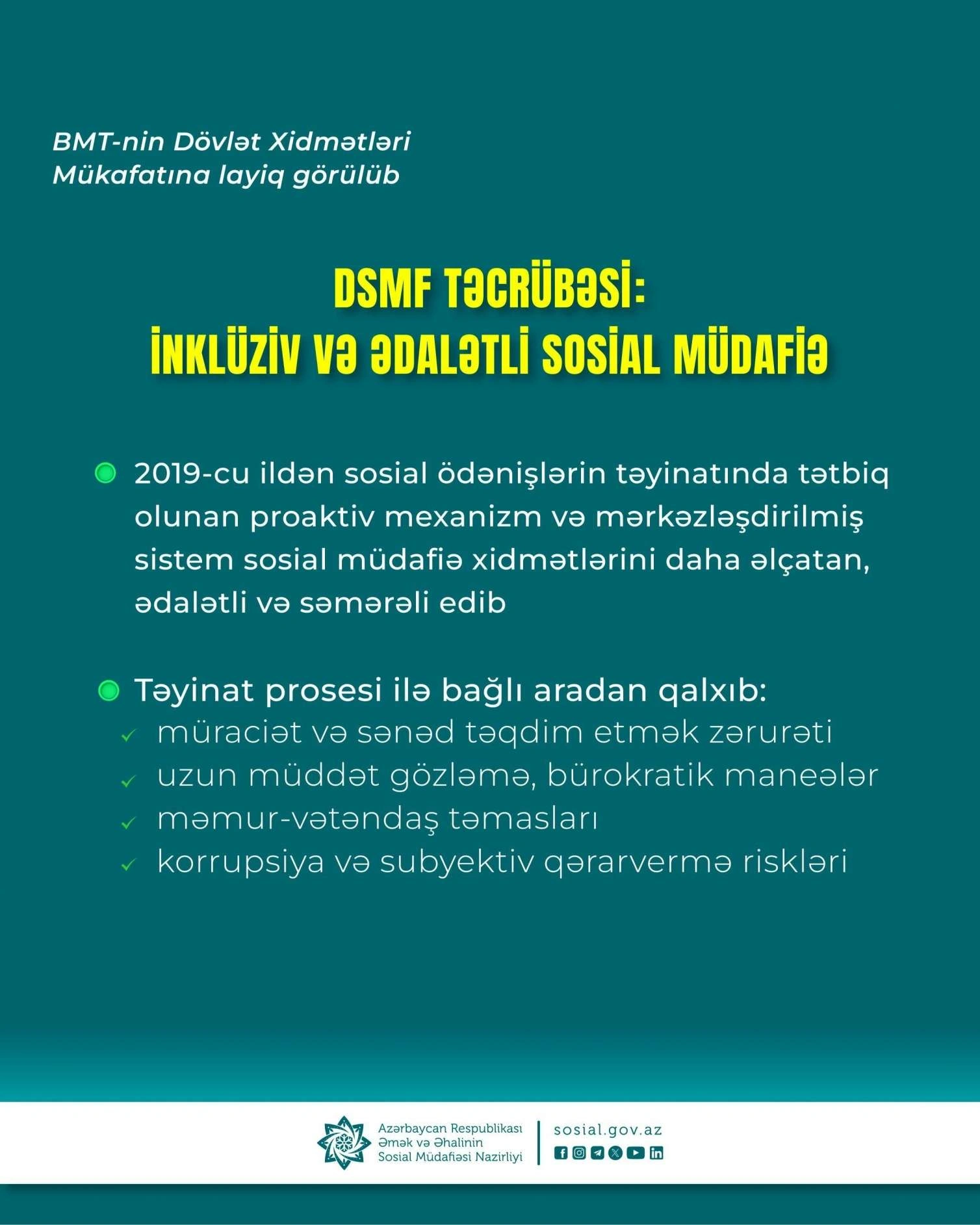 ƏƏSMN: İslahatlar sosial müdafiə xidmətlərinin daha əlçatan olmasına imkan yaradıb