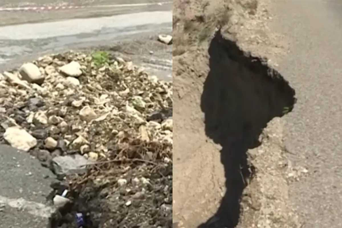 Quba-Xınalıq yolu çökdü - Video