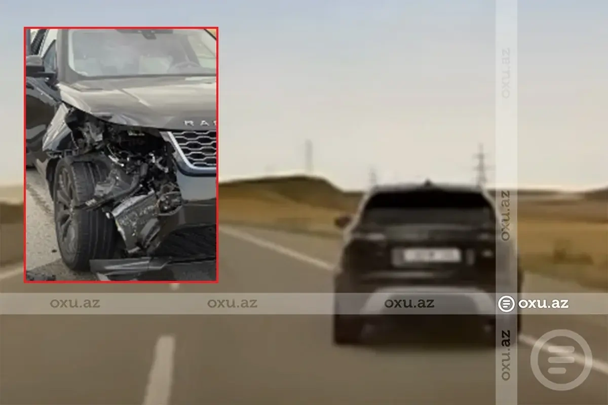 Bakı-Şamaxı yolunda DƏHŞƏT: Qarşıdan gələn avtomobilin təkəri çıxaraq "Range Rover"ə çırpıldı - ANBAAN VİDEO